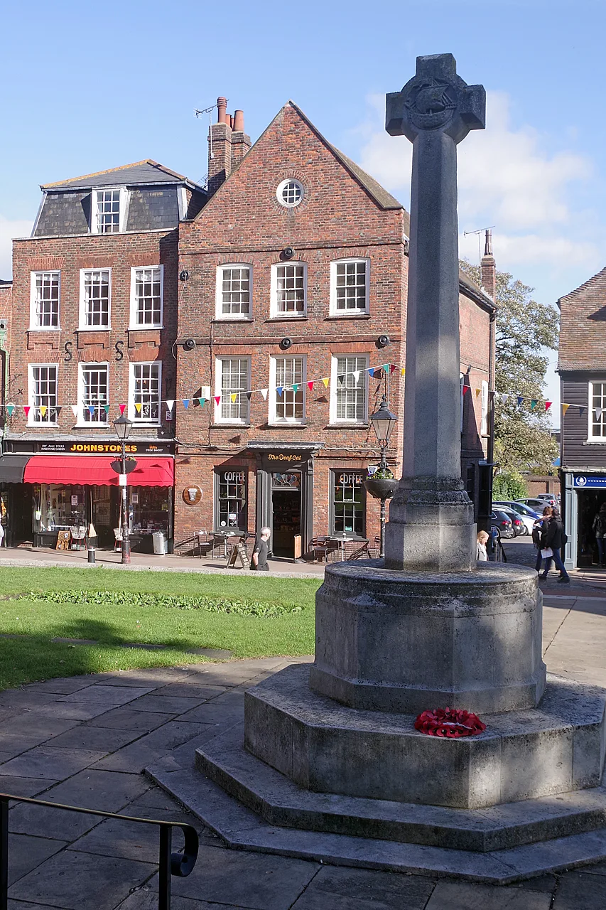 The war memorial on Rochester High Street, where the Remembrance Sunday parade stops to lay wreaths